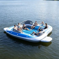 NOUVEAU BATEAU GONFLABLE, ÎLE FLOTANTE POUR 6 PERSONNES POUR FÊTE EN MER, YACHT, BATEAU À DÉPÊCHE EN PVC ÉCOLOGIQUE, CAPACITÉ MAXIMALE, 400 CM