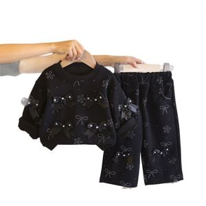 Nouvel ensemble sweat-shirt et pantalon à nœuds multiples motif dessin animé pour petites filles, collection printemps-automne 2026 - Product Image 5