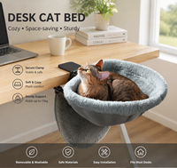 Lit pour chat à fixer sur le bureau, perchoir pour chat pivotant à 360 degrés, lit suspendu en peluche semi-circulaire pour économiser de l'espace, pour la maison et le bureau