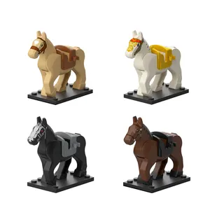 XP1007-1010 Knight Military Horses New Medieval Ring Horse Building Blocks Figures Mini Kids Toys