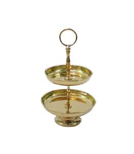 เซิร์ฟเวอร์ยืนเค้ก2ชั้นแฟนซี2ชั้น,แท่นวางเค้กทองเหลืองเงางามสไตล์อินเดียคลาสสิกดีไซน์ทันสมัย - Product Image 4