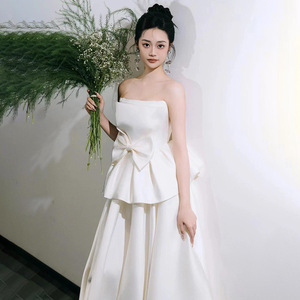 Robe de mariée légère et élégante, style Mori, bustier avec nœud, pour fiançailles, pour <span class=keywords><strong>femme</strong></span>, style féerique, pour la cérémonie de bienvenue de la mariée - Product Image 3