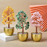 Arbre en cristal décoratif avec fil de cuivre et éclats de pierres mélangées pour ornement de table et cadeau de Noël
