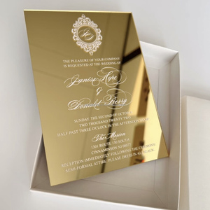 Invitations de mariage élégantes en acrylique doré miroir découpé au laser, impression personnalisée vanille, modèle 324 - Product Image 3
