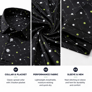 Polo de golf noir imprimé pour homme, manches courtes, séchage rapide, respirant, extensible, vêtements de sport décontractés, polo de golf pour l'extérieur, en stock - Product Image 4