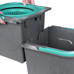 Práctico juego de cubo de <span class=keywords><strong>fregona</strong></span> giratoria separada con mango de acero telescópico plegable para limpieza - Product Image 6