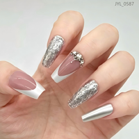 Faux ongles en ABS en gros, type French Press, longs, forme cercueil, avec logo personnalisé, pour usage professionnel en salon (OEM, marque privée)
