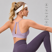 Custom Logo Mesh Back Sports Bra Women Wholesale, Removable Pads Medium Support Yoga Running Fitness Workout Bra OEM