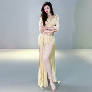 Ensemble de costumes de <span class=keywords><strong>danse</strong></span> du ventre pour femmes, 2 pièces, haut à épaules dénudées, manches évasées, jupe fendue, pour la <span class=keywords><strong>danse</strong></span>, les spectacles, les répétitions, les fêtes, les compétitions - Product Image 6