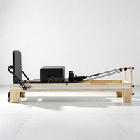 Machine de Pilates Reformer Premium en Chêne à Rail Intégral pour Studio à Domicile et Entraînement Complet du Corps