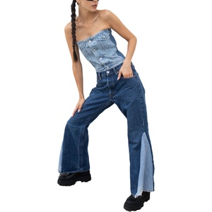 Pantalon évasé vintage en jean déchiré pour femme, style streetwear, de marque de créateur - Product Image 2