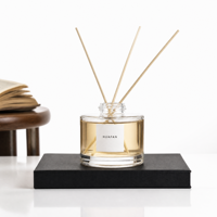 Bouteille diffuseur de parfum en verre cylindrique court de 150 ml, conteneur d'aromathérapie personnalisé avec logo pour la décoration intérieure