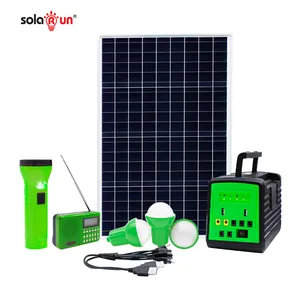 Generatore di energia solare per l'africa Rural Off Grid Area Indoor Mobile Solar Power Home 40w 50w Dc 12v Lifepo4 illuminazione del ventilatore solare