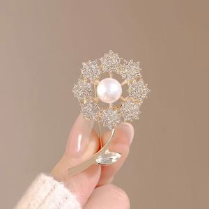 Broche de Perlas de Cristal con Diseño de Diente de León para Mujer, Broches de Diente de León con Circonita Blanca Brillante y Pedrería para Mujer, Broches para Solapa - Product Image 2