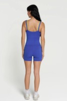 Ensemble de sport color block personnalisé : Soutien-gorge de yoga sans couture à décolleté en V et short cycliste taille haute à dos croisé
