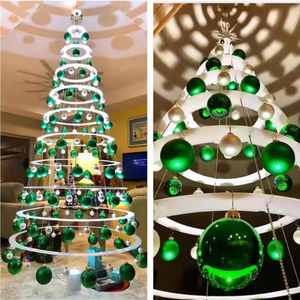 Nouvel arbre <span class=keywords><strong>de</strong></span> Noël en spirale moderne en métal avec boules vertes et lumières LED pour la décoration <span class=keywords><strong>de</strong></span> Noël à la maison - Product Image 6