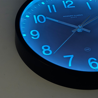 Jam Dinding Modern Menyala dalam Gelap 12 Inci LED Senyap Kontrol Suara Jam Pintar Kontrol Suara Kustom