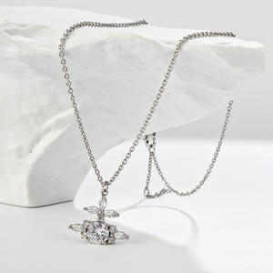 Nouveau collier tendance <span class=keywords><strong>Meitai</strong></span> en pierre naturelle de tungstène incrustée de Saturne, chaîne simple pour clavicule, style occidental européen - Product Image 2