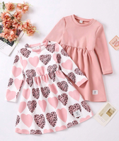 Nouveau design personnalisé mignon enfant fille robe en gros imprimé coeur léopard manches 100% coton bambou pyjama vêtements pour enfants