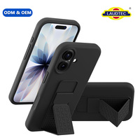 Coque de téléphone en silicone liquide B2B avec dragonne et béquille, anti-traces de doigts, antichoc, protection pour iPhone