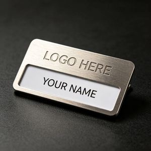 Badge métallique personnalisable en acier inoxydable antirouille pour sublimation, étiquette nominative gravable pour le lieu de travail - Product Image 2