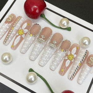 Magnifique <span class=keywords><strong>kit</strong></span> de <span class=keywords><strong>faux</strong></span> <span class=keywords><strong>ongles</strong></span> fait main recouvert de <span class=keywords><strong>gel</strong></span> UV, vente en gros de 10 pièces, conception unique extra longue, <span class=keywords><strong>ongles</strong></span> artificiels Y2K - Product Image 3