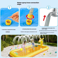 Aufblasbarer Sprinkler-Pool für Kinder, Wasserspielzeug, Raumschiff-Sprühfunktion, PVC-Material, 200x110x19cm, für draußen, zum Schwimmen und Bewässern