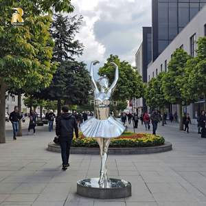Escultura de Bailarina de Acero Inoxidable de Tamaño Real, Estilo Moderno, para Exteriores, Plazas Públicas y Parques - Product Image 6
