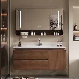 New Chinese Style MDF Ceramic Integrated Basin Intelligent Defogging <b>Mirror</b> Wall-mounted Water Resistant Bathroom Cabinet - Product Image 1