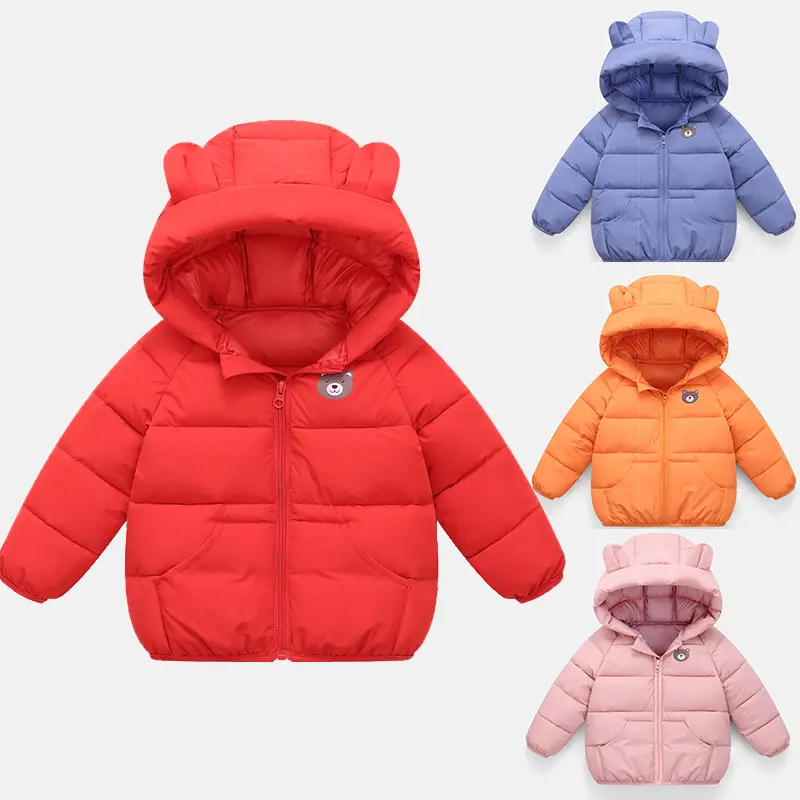 Cute Baby Girls Winter Clothes Kids Light Down Coats with Ear Hoodie Spring Girl Jacket Toddler Children Clothing for Boys Coat