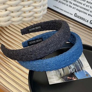 Tùy Chỉnh Mùa Xuân Rắn Màu Sắc Bộ Sưu Tập Căng Miếng Bọt Biển Mũ Nón Denim Phong Cách <span class=keywords><strong>Pop</strong></span> Headband Dễ Thương Bề Mặt Hạt Mở Rộng Headband - Product Image 3