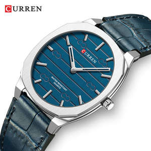 Montre à quartz pour homme CURREN 8480, style business, dessin animé, simple, boîtier en alliage d'acier inoxydable, bracelet en cuir véritable 20 mm, 3 ATM - Product Image 2