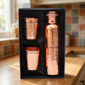 100% Pure Copper Hammered Water Bottle Beautiful Handcrafted Plastic <b>Drinkware</b> with Ayurveda Health Benefits - Product Image 1