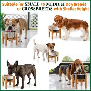 Soporte de madera Xinqing para alimentar perros, altura ajustable, comedero individual para perros pequeños y gatos - Product Image 2