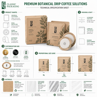 Kit d'emballage de café innovant en fibre végétale, avec sachet de café filtre rond UFO pour extraction stable, sans coût de conditionnement supplémentaire