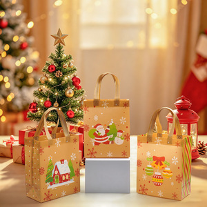 Lingxu <b>Christmas</b> <b>Gift</b> <b>Bags</b> 21x12x26cm Non Woven Tote <b>Bags</b> With Printing For Holiday Party Packaging - Product Image 3