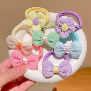 Coleteros con Lazo de Flores para Niñas, Bandas Elásticas Suaves para Uso Diario, Accesorios para el Cabello, Coleteros Coloridos con Lazo y Flor - Product Image 1