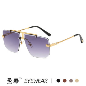 Eyewear <b>Square</b> Metal Frameless <b>Sunglasses</b> Gold UV400 Men's Fashion - Product Image 2