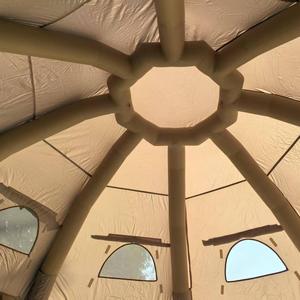 Tente dôme gonflable à 8 côtés personnalisable de couleur kaki |   3000 ml Oxford imperméable + revêtement antibactérien |   Abri de camping 4 saisons - Product Image 3