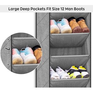 Over The Door <b>Shoe</b> Organizer 8 Pockets Grey Oxford Fabric Hanging <b>Storage</b> Rack For Closet <b>Shoes</b> - Product Image 3