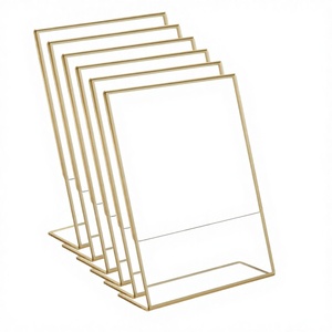 Support de numéros de table de <span class=keywords><strong>mariage</strong></span> portable et écologique avec cadre doré, en acrylique PMMA transparent, pour affiches de <span class=keywords><strong>menu</strong></span>, photos, lavable - Product Image 3
