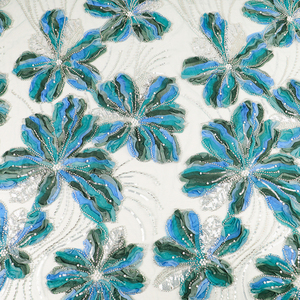 قماش دانتيل شبكي مطرز بالترتر من البوليستر 100% صديق للبيئة ولامع بعرض مناسب لفساتين الزفاف والسهرة - Product Image 3