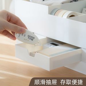 Desktop Storage Box With Drawers White Rectangle Organizer For <b>Desk</b> Office Supply Storage Rack - Product Image 4