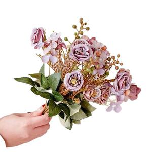 Bouquet de roses artificielles style <span class=keywords><strong>français</strong></span>, aspect fleurs séchées vintage, pour centre de table, mariage, hôtel, décoration douce, vente en gros - Product Image 4