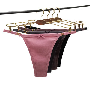 <span class=keywords><strong>Perizoma</strong></span> in cotone a coste confezione da donna intimo fibbia in metallo mutandine Sexy con schiena a T mutandine femminili in tinta unita M-XL - Product Image 3