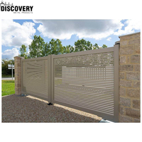 Nouvelle porte battante en aluminium allée portail gris moderne porte battante électrique Double portes coulissantes pour maison de banlieue
