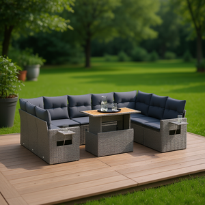 Pe <b>Rattan</b> Garden <b>Sofa</b> Set 6 Seater Outdoor Furniture Contemporary Design Adjustable Feet - Product Image 3