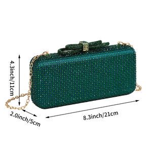 Pochette de soirée classique pour femme, de haute qualité, ornée de strass, avec fermoir à nœud en cristal, pour les mariages et les fêtes - Product Image 4