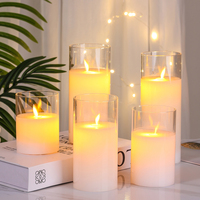 Weihnachts-LED-Kerze Flammen lose Fernbedienung Swinging Flame Wax Candle mit Glas abdeckung Home Decoration Festliche Diwali YS