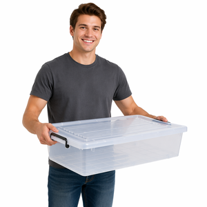 <span class=keywords><strong>Caja</strong></span> de Almacenamiento <span class=keywords><strong>Plegable</strong></span> Rectangular de Plástico PP de 35L <span class=keywords><strong>con</strong></span> <span class=keywords><strong>Tapa</strong></span> y Doble Hebilla para Organización de Ropa - Product Image 5